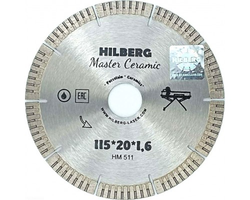 Диск алмазный отрезной 115*20 Hilberg Master Сeramic HM511