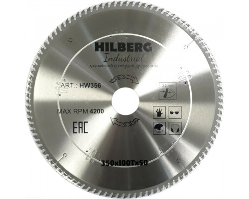 Диск пильный Hilberg Industrial Дерево 350*50*100Т HW356