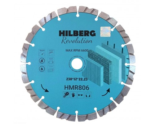 Диск алмазный отрезной 230*22,23*12 Hilberg Revolution HMR806
