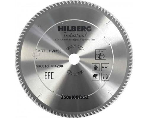 Диск пильный Hilberg Industrial Дерево 350*32*100Т HW353