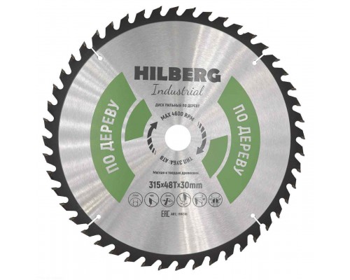 Диск пильный Hilberg Industrial Дерево 315*30*48Т HW316
