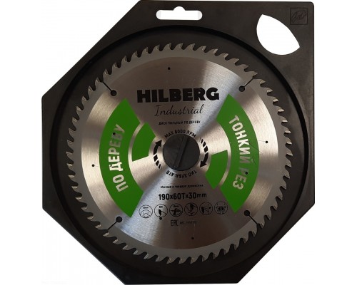 Диск пильный Hilberg Industrial Дерево тонкий рез 190*30*60Т HWT192