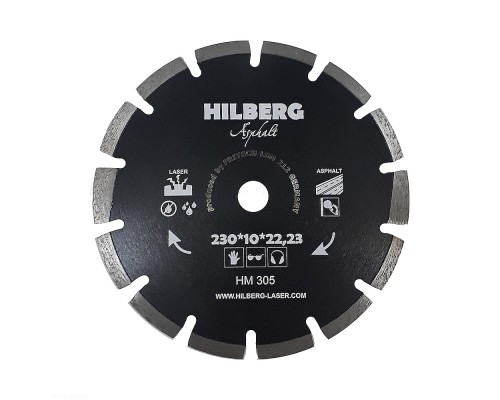Диск алмазный отрезной 230*10*22,23 Hilberg Hard Materials Лазер асфальт HM305