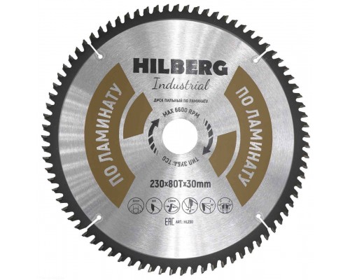 Диск пильный Hilberg Industrial Ламинат 230*30*80Т HL230