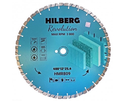 Диск алмазный отрезной 400*25,4*12 Hilberg Revolution HMR809