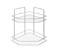 Полка для ванной угловая трапеция 2 яруса гальваника цинк,цвет хром , (шт.)