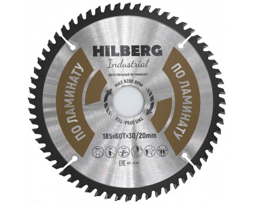 Диск пильный Hilberg Industrial Ламинат 185*30/20*60Т HL185