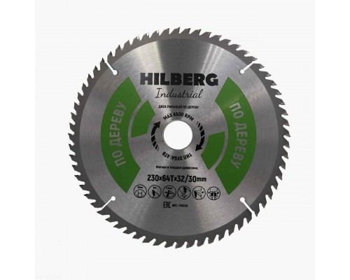 Диск пильный Hilberg Industrial Дерево 230*32/30*64Т HW239