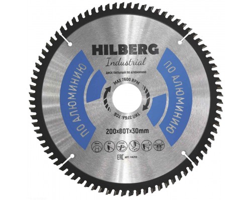 Диск пильный Hilberg Industrial Алюминий 200*30*80Т HA200