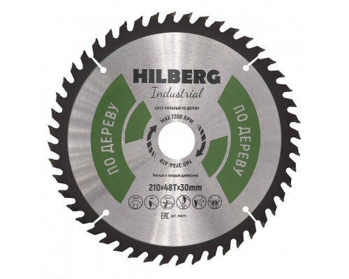 Диск пильный Hilberg Industrial Дерево 210*30*48Т HW211