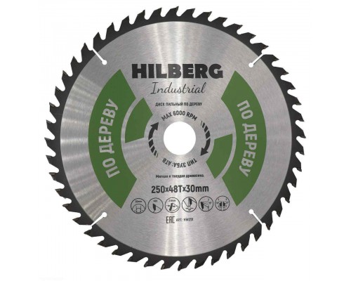 Диск пильный Hilberg Industrial Дерево 250*30*48Т HW251